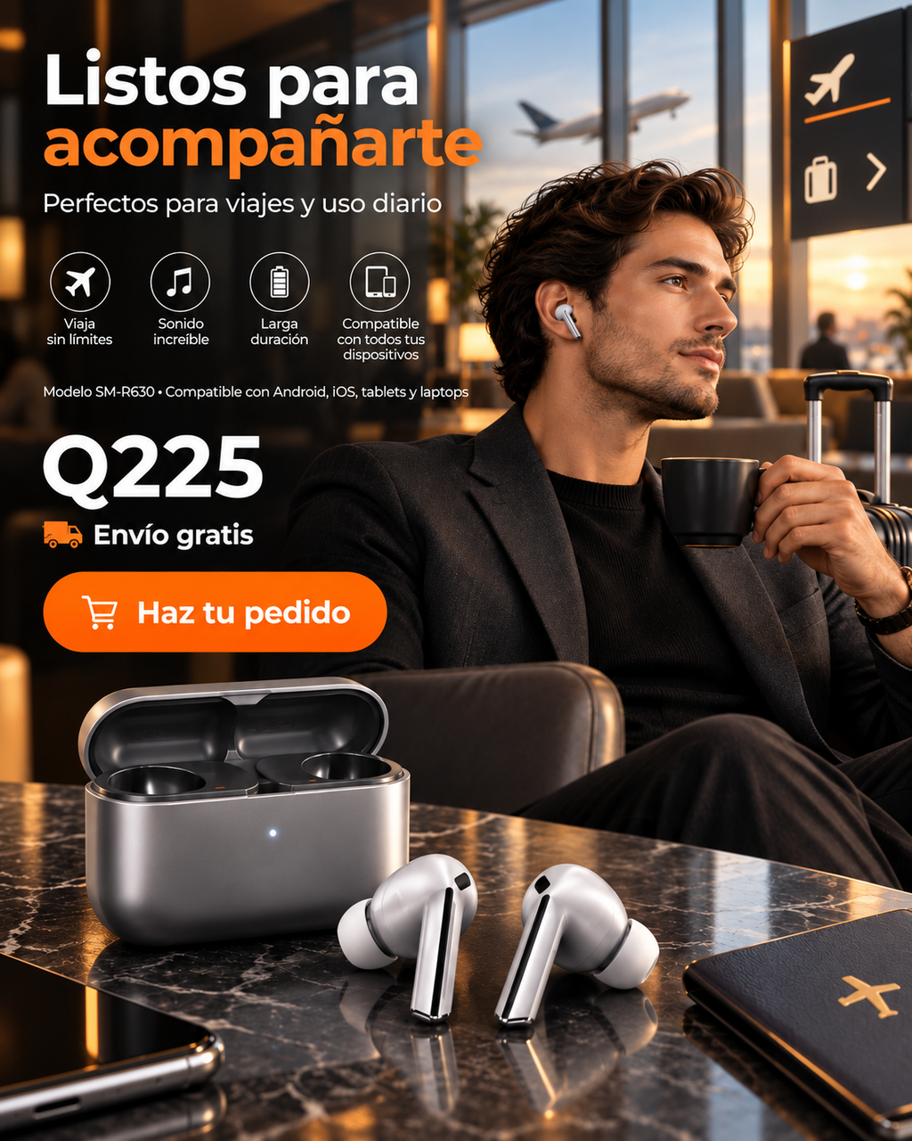 Audífonos Inalámbricos Bluetooth Pro | Sonido Premium + Estuche de Carga